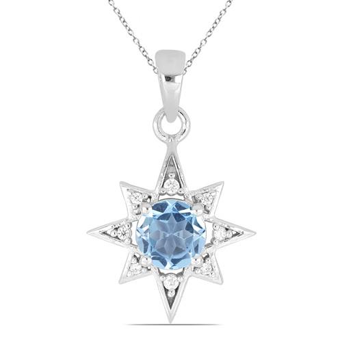 BUY 925 SILVER REAL SWISS BLUE TOPAZ GEMSTONE PENDANT